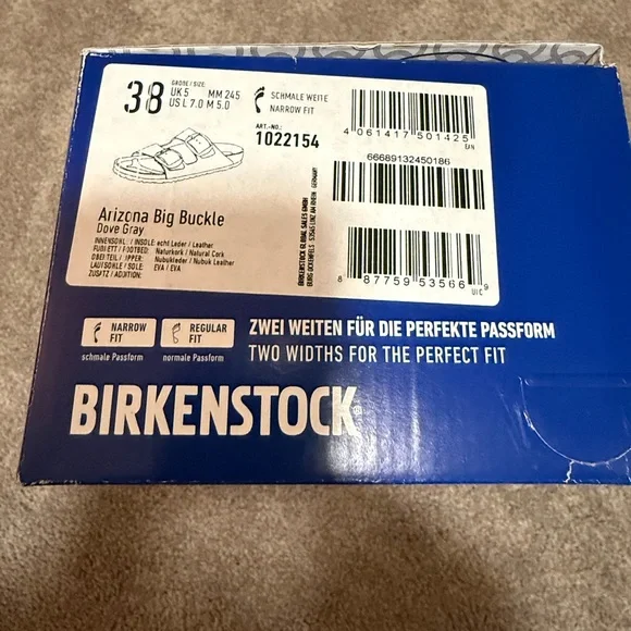 Brand New Birkenstock Arizona Big Buckle Dove Gray Sandals Size 38 Narrow - Picture 6 of 6